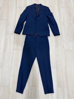 Zara Navy Slim Fit Suit Jacket 36 Trousers 30 Men's